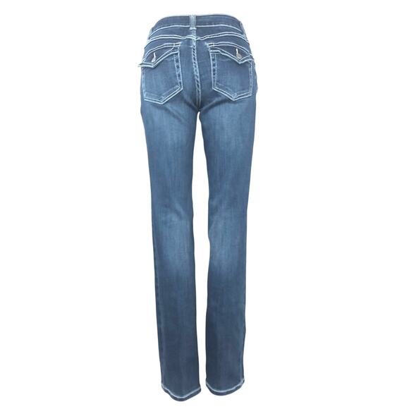 INC International Concepts Curvy Classic Bootcut Jeans White Top Stitch Mid Rise - Picture 15 of 16